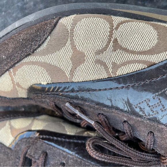 Coach Womens Kodie Oxford Flat Shoes Brown Signature Logo Leather - Picture 3 of 15